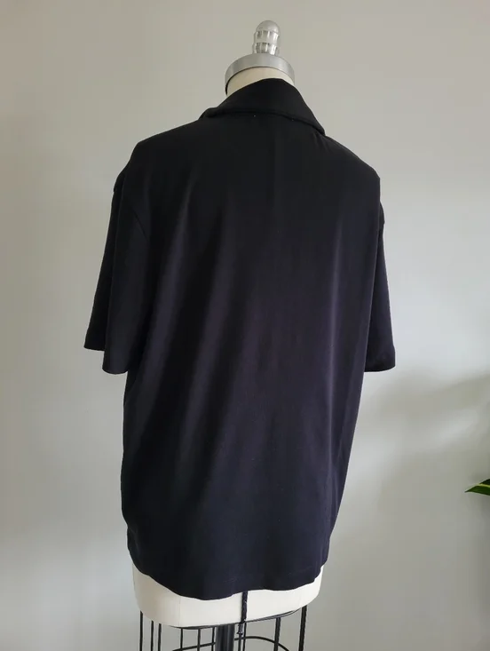 ZARA black jersey knit polo golf shirt with short sleeves - Picture 4 of 10